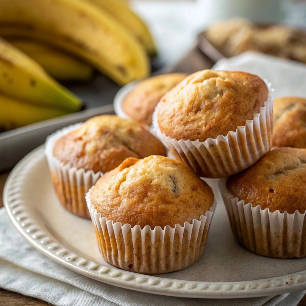 Secret to Super Moist Banana Muffins with Tall Bakery Tops